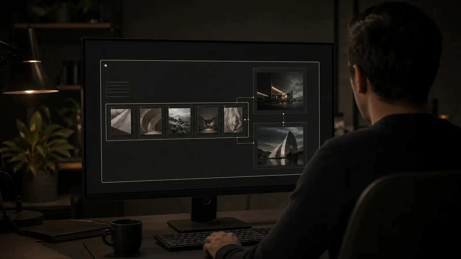 A canvas cluster with references and generated frames bounded together