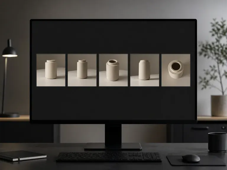 Clean studio-lit product-style generated frames in a row