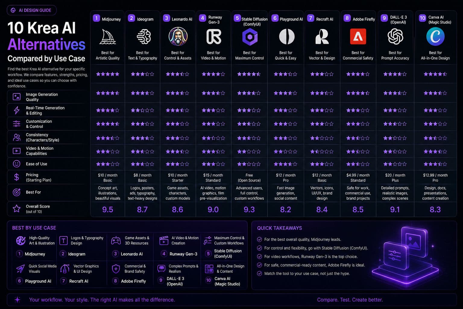 10 Krea AI Alternatives Compared by Use Case