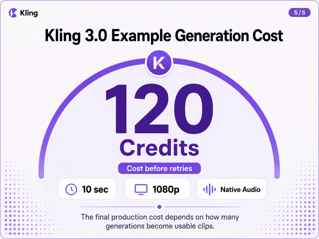 Kling 3.0 Example Generation Cost