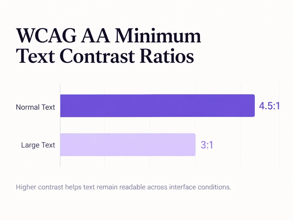 WCAG AA Minimum Text Contrast Ratios