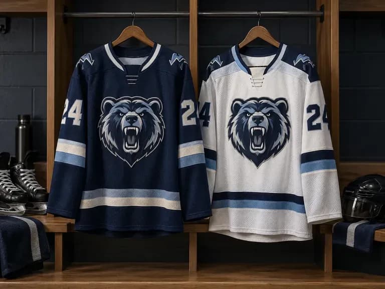 Home and Away Pairs: dark and white sweaters sharing one crest
