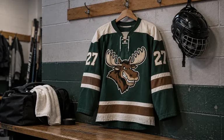 A beer league sweater with a tongue-in-cheek crest