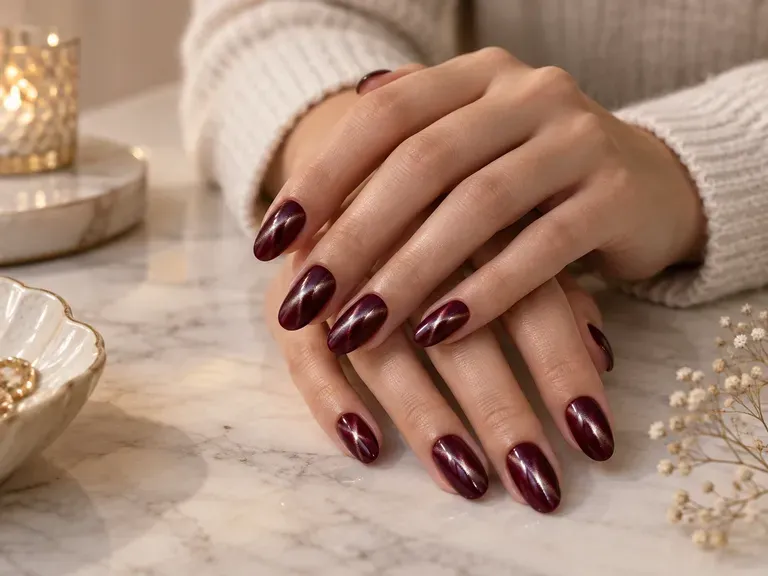 Cat Eye Nails: a shimmering stripe across each nail