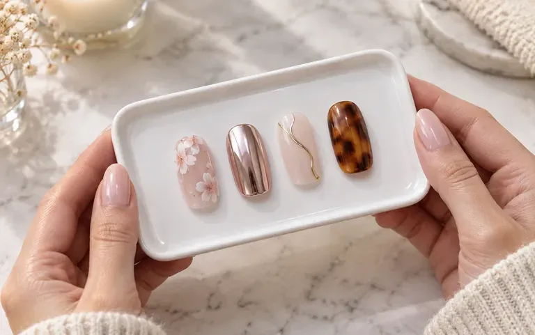 A shortlist of nail designs on a canvas