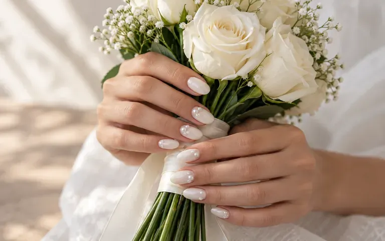 A manicure matched to a wedding theme