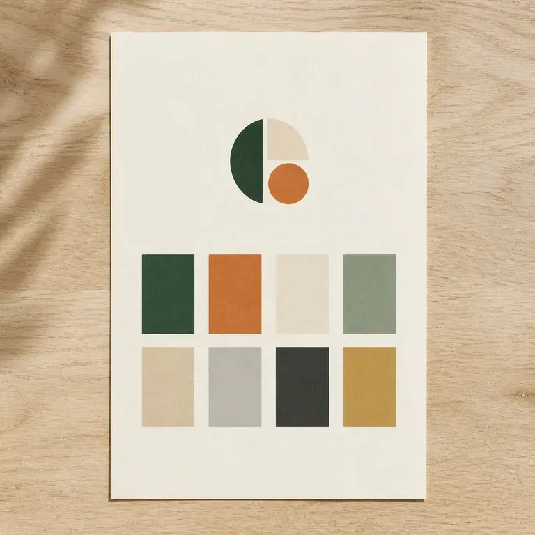 A colour system page with primary and secondary colours in a grid