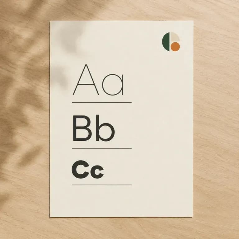 A typography specimen page with letterforms shown across several weights