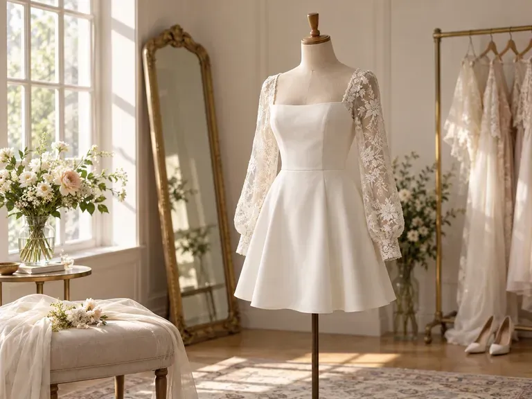 Short Wedding Dresses: above-the-knee styles in crepe or lace