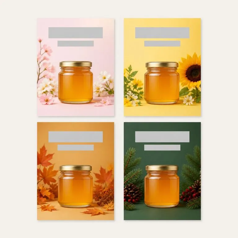 One product built into four seasonal posters arranged two by two