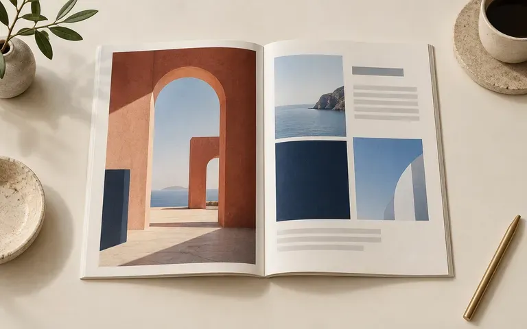 An open booklet displaying the supplied left and right pages