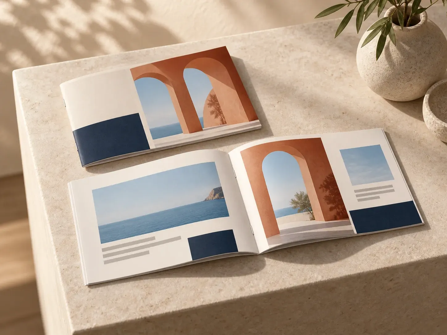 A booklet cover and an open spread presented as a paper publication
