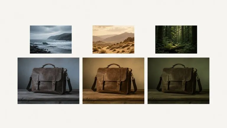 One photograph graded three ways from three different reference images