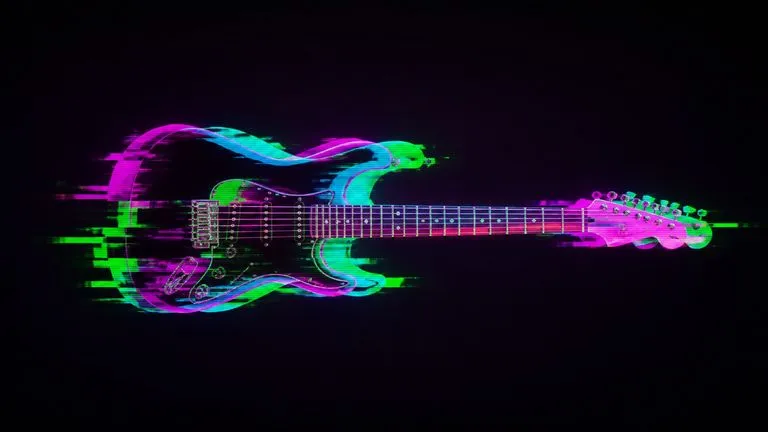 A guitar at heavy glitch intensity, badly corrupted but still recognisable