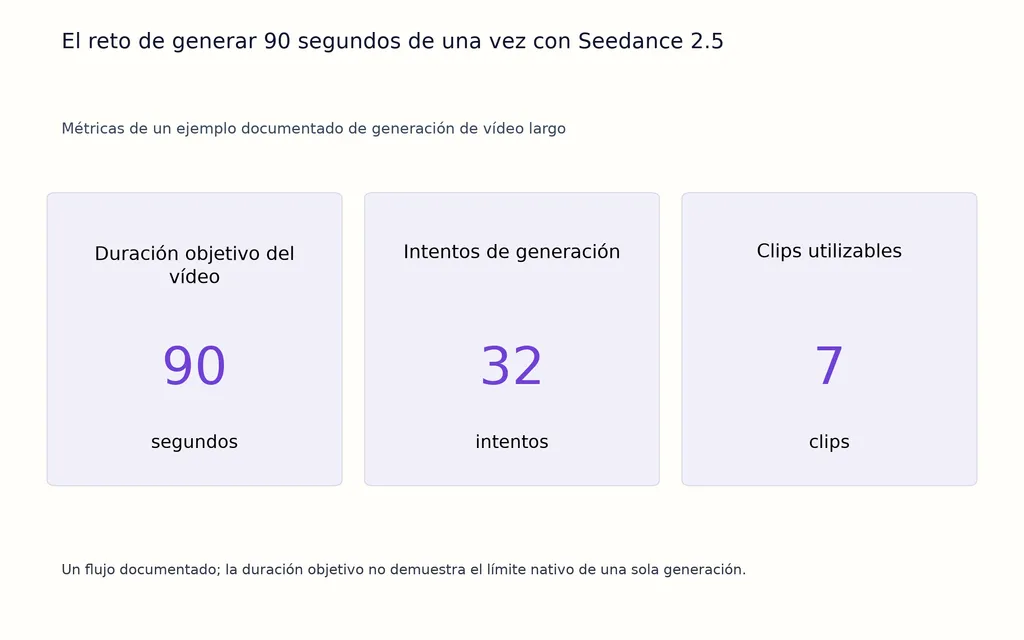 El reto de generar 90 segundos de una vez con Seedance 2.5
