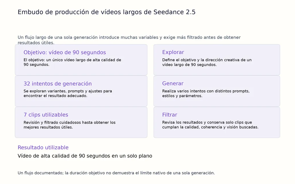 Embudo de producción de vídeos largos de Seedance 2.5