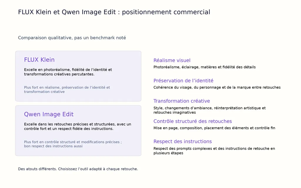 FLUX Klein et Qwen Image Edit : positionnement commercial