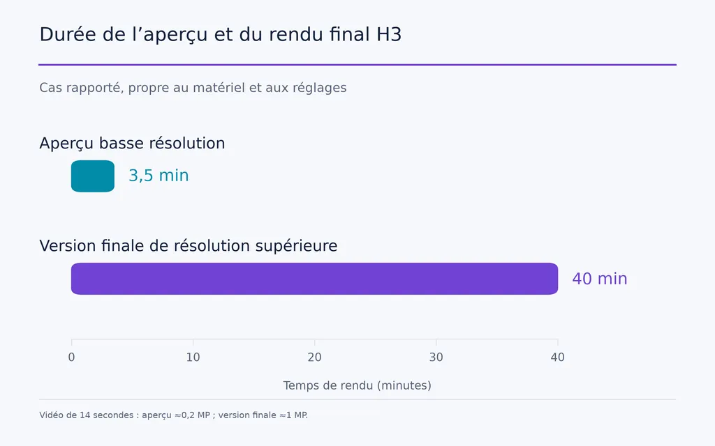 Durée de l’aperçu et du rendu final H3