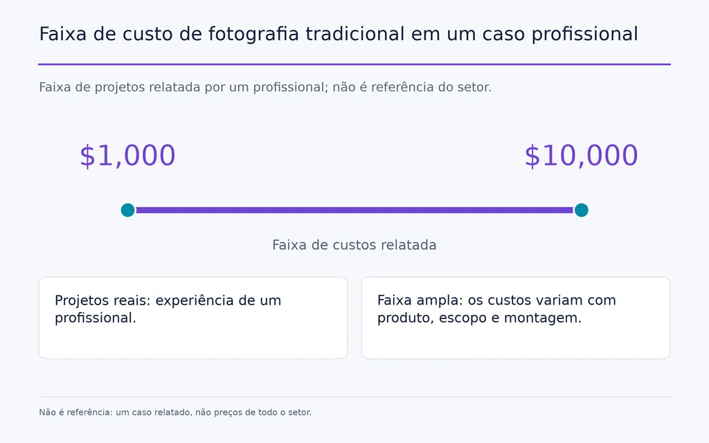 Faixa de custo de fotografia tradicional em um caso profissional
