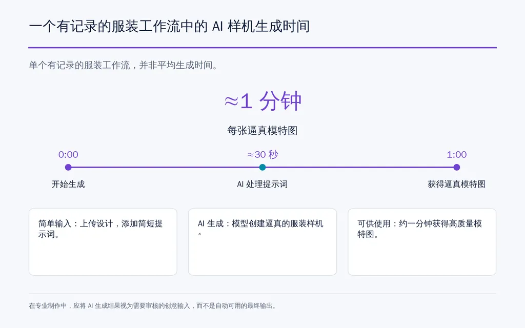 一个有记录的服装工作流中的 AI 样机生成时间