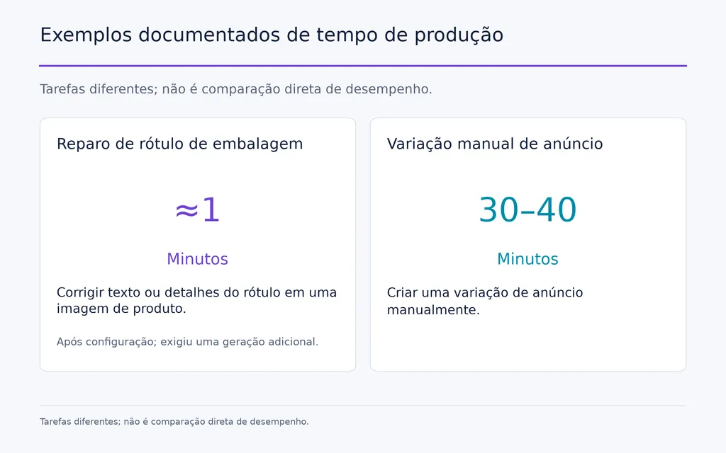 Exemplos documentados de tempo de produção