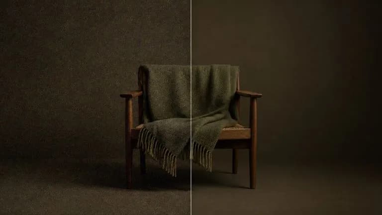Heavy low-light noise removed without the surfaces going plastic
