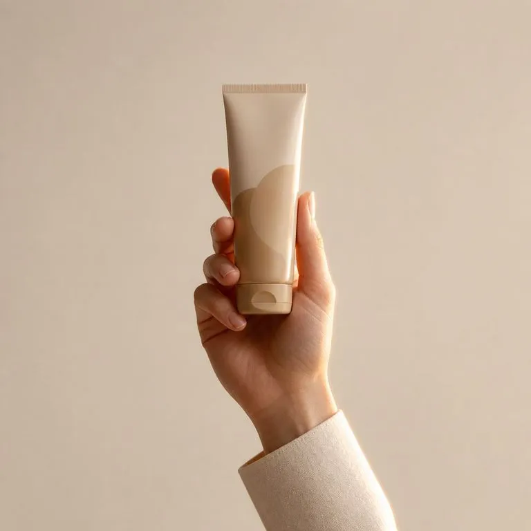 A held tube lit from the same side as the hand and sleeve holding it