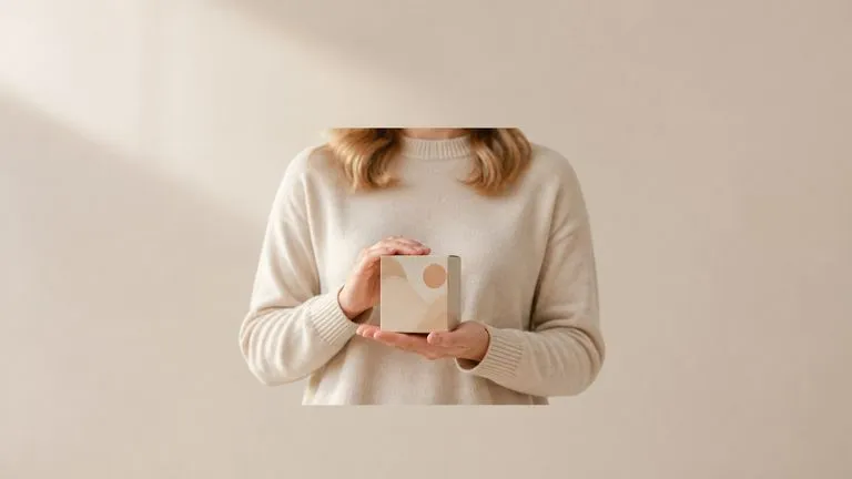 A held product lit from the same direction as the person holding it