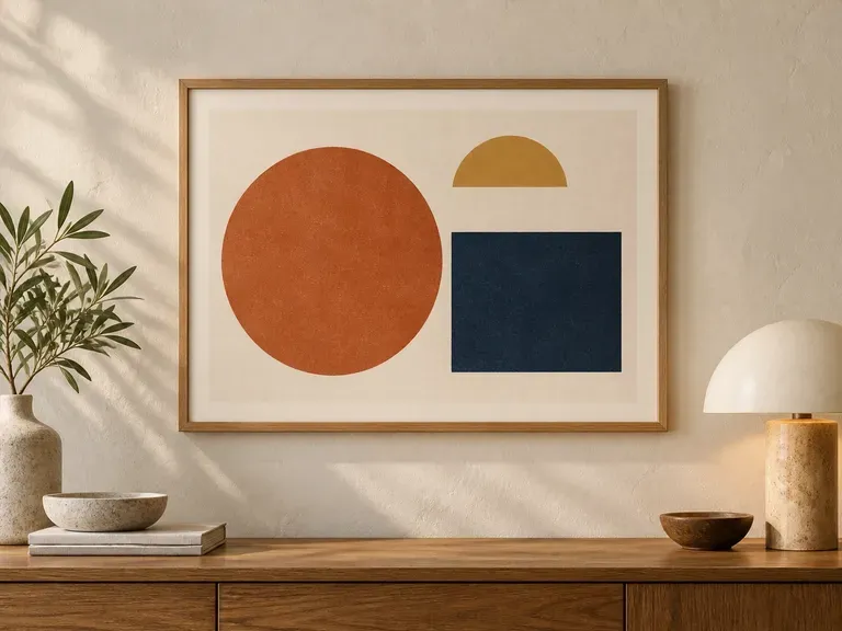 Framed Art Presentation: show finished artwork within a supplied frame reference