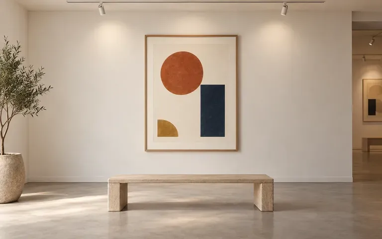 An exhibition poster shown in a gallery setting