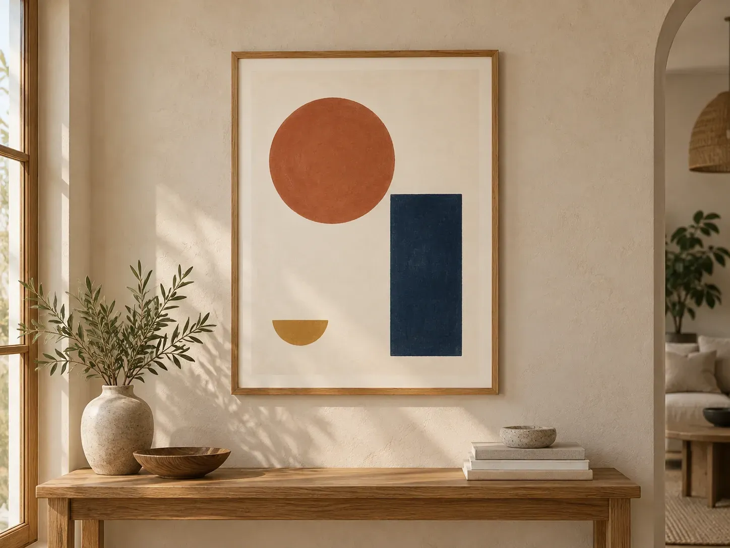 Finished poster artwork shown inside a frame on a wall
