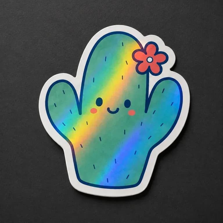 A close-up preview of a holographic sticker finish