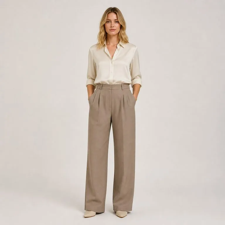 A top and trousers worn together as a styled full look