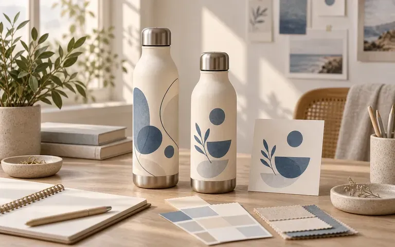 A company logo reviewed on reusable drinkware
