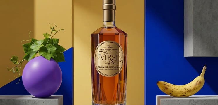 Spirits bottle still life with sculptural props