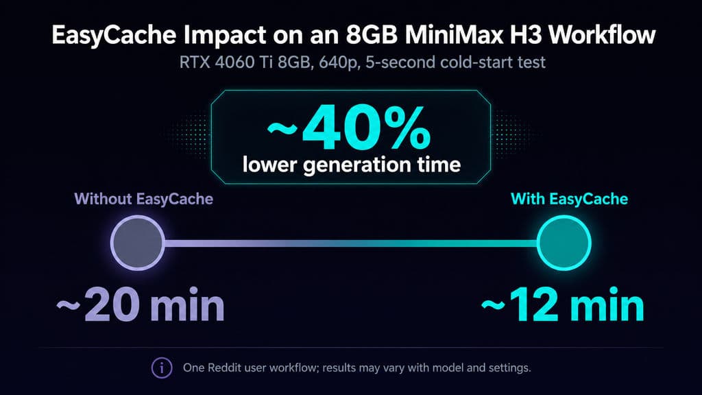EasyCache Impact on an 8GB MiniMax H3 Workflow