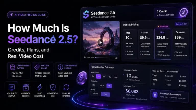 How Much Is Seedance 2.5? Credits, Plans, and Real Video Cost