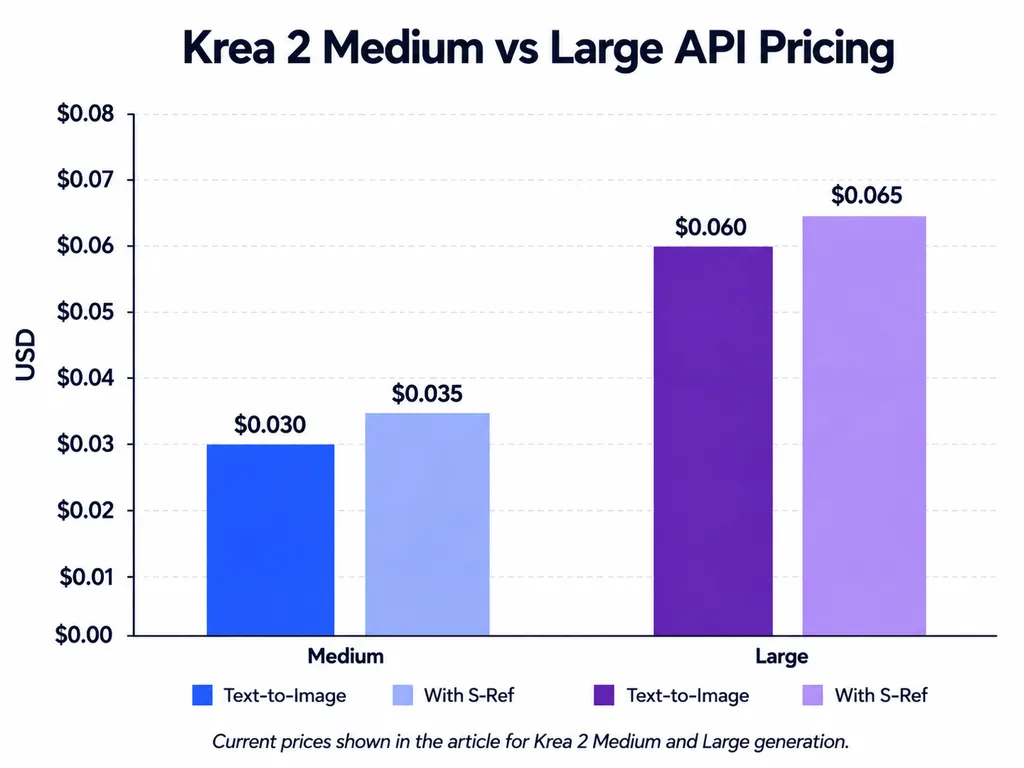 Krea 2 Medium vs Large API Pricing