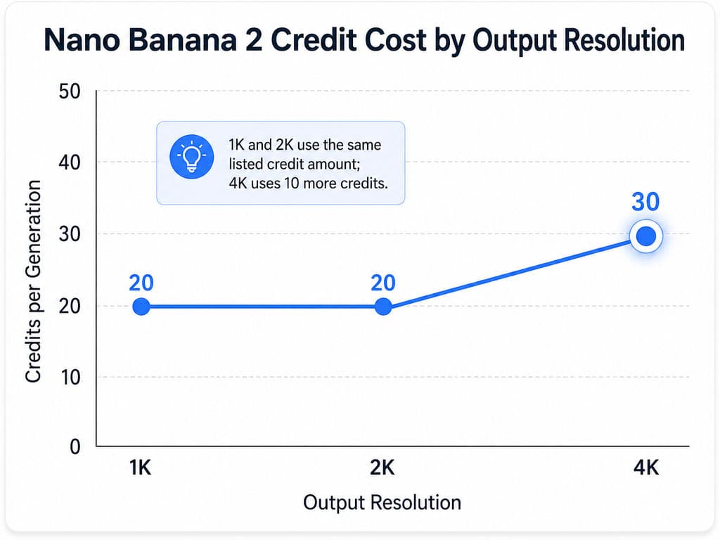 Nano Banana 2 Credit Cost by Output Resolution