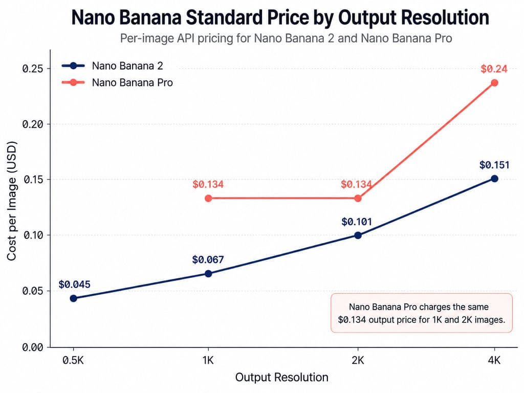 Nano Banana Standard Price by Output Resolution