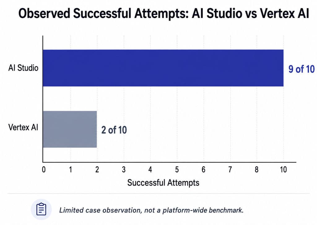 Observed Successful Attempts: AI Studio vs Vertex AI