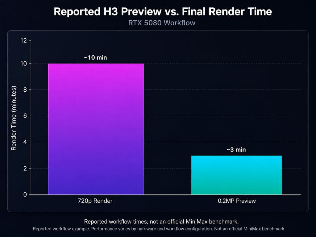 Reported H3 Preview vs. Final Render Time