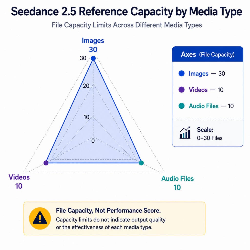 Seedance 2.5 Reference Capacity by Media Type