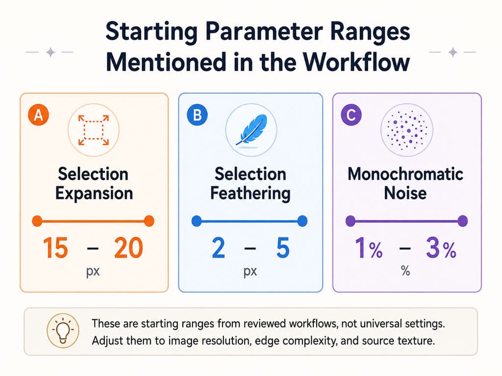 Starting Parameter Ranges Mentioned in the Workflow