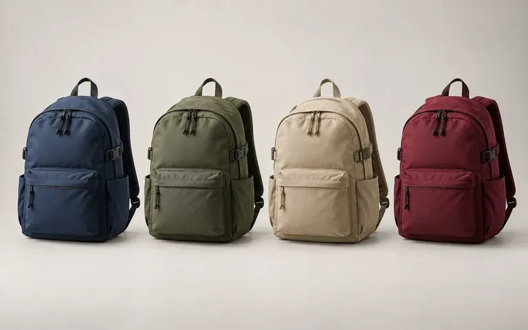 One backpack design in four colorways