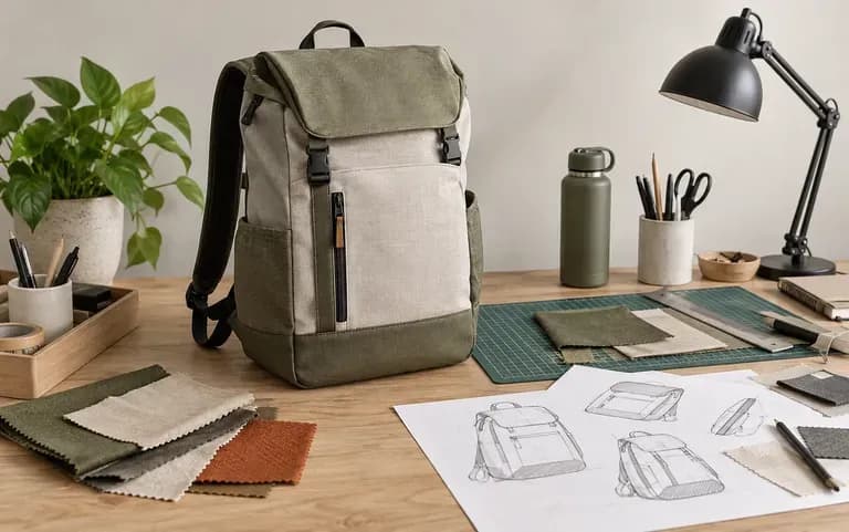 A student's backpack concept for a portfolio