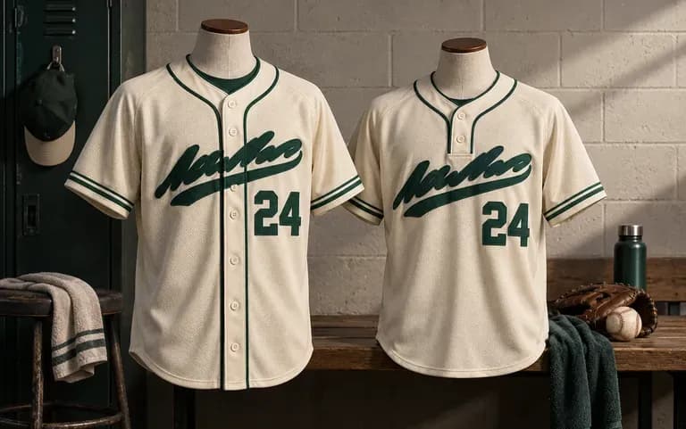 Full button and half button versions of one jersey