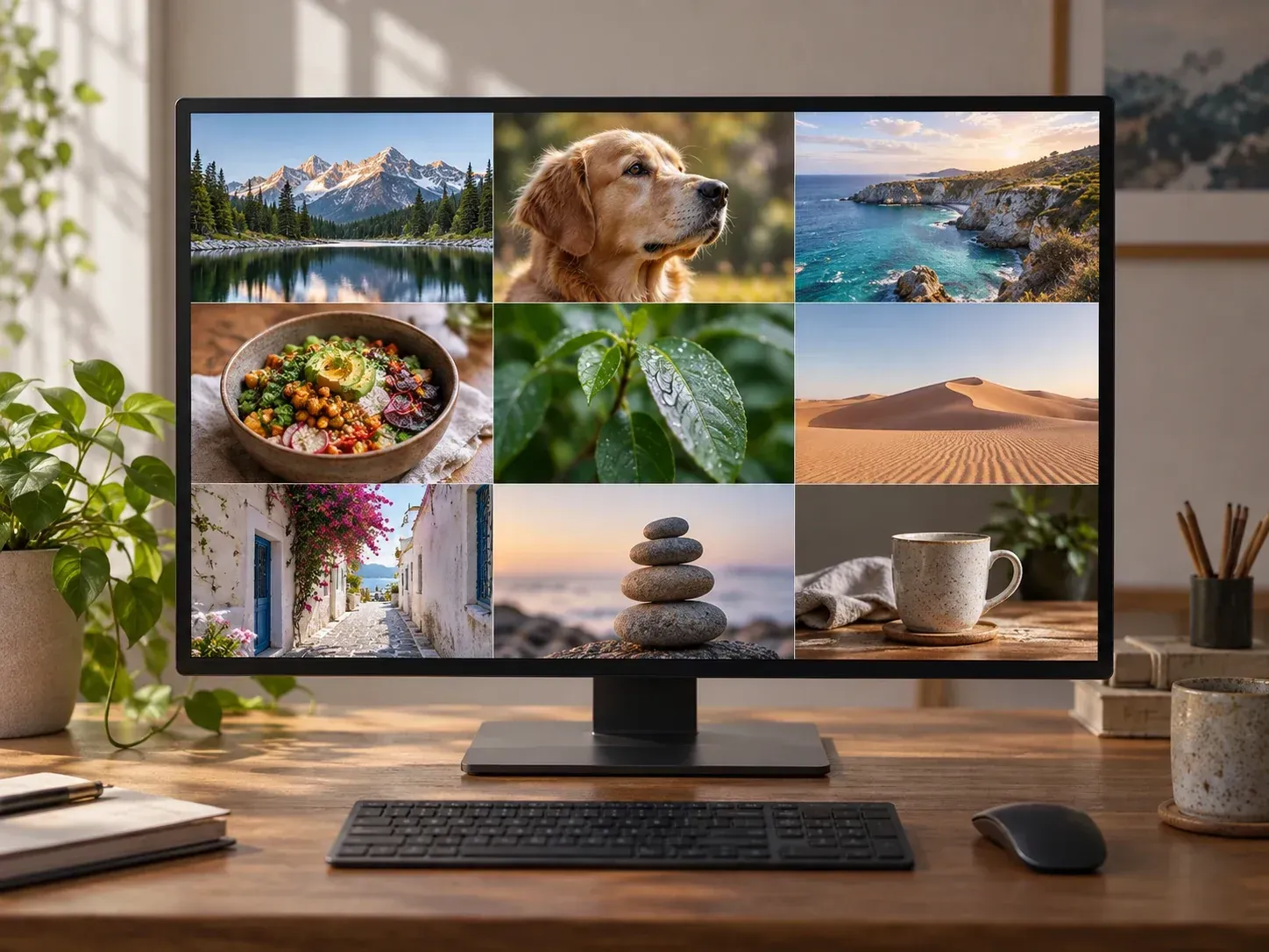 A prompt list turned into a grid of images