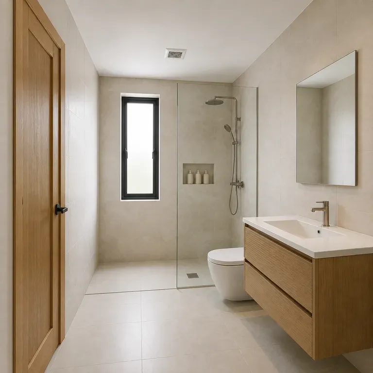 A close-up of a spa-inspired bathroom after a redesign