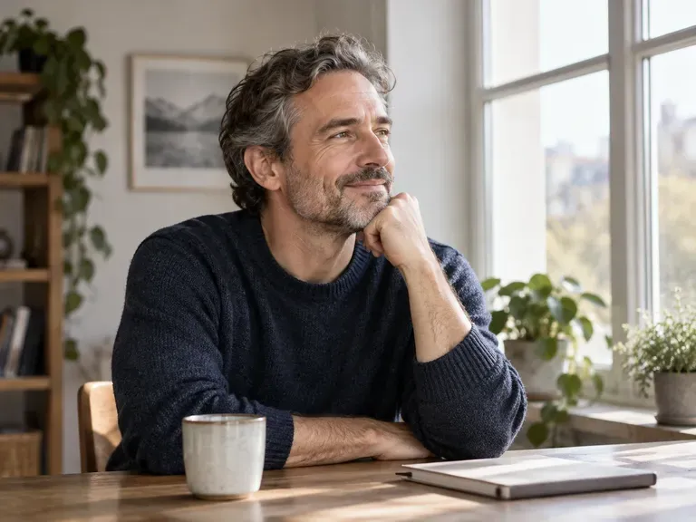 An adult portrait near a bright window